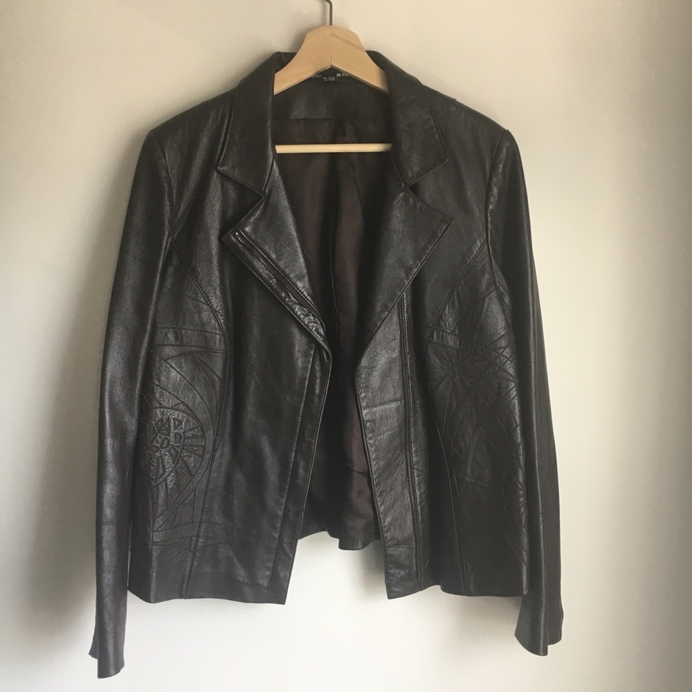 Brown leather jacket